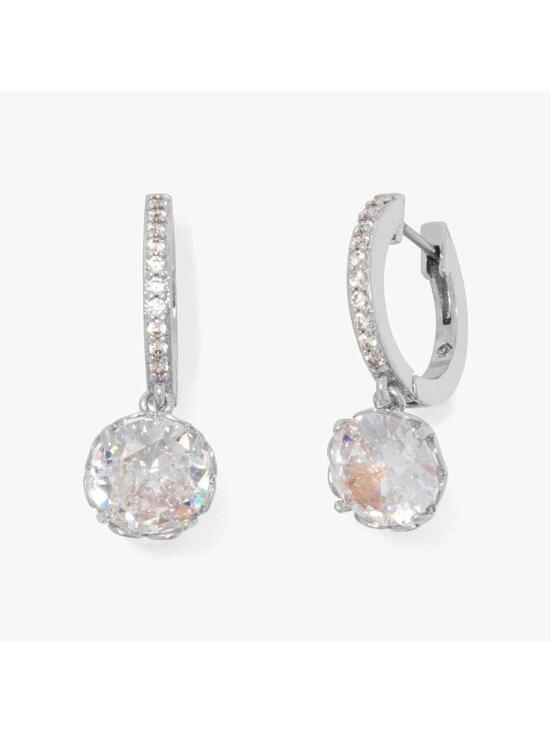 kate spade Jewelry - Kate Spade That Sparkle Pave Huggies Hoop Earrings Clear/ Silver